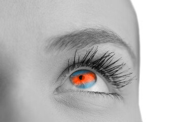 Poster - Digital png illustration of close up of eye of woman on transparent background