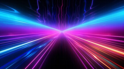 Wall Mural - digital abstract background with sci-fi neon light line pattern. ai generative.