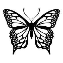 Butterfly Silhouette Icon. Clipart Image Isolated On White Background