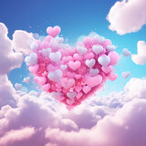 Fototapeta Niebo - heart shaped pink and blue sky