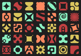 Wall Mural - abstract geometric shape set. modern figure, retro form collection. bauhaus graphic elements. vector