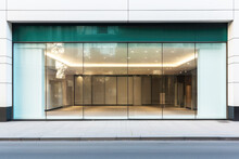 Empty Vacant Modern Retail Store With Glass Shop Window Storefront