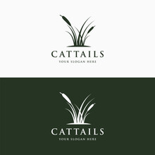 Cattails Or Reed River Grass Plant Logo Template Design Premium Quality.