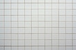 Checkerboard design of white tiled walls and flooring in a bathroom. Ceramic mosaic surface for architectural detailing