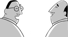 Two Business Men Laughing Together Cartoon Illustration