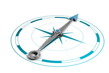 Wall Mural - digital png illustration of blue compass on transparent background