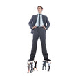 © vectorfusionart - Digital png photo of happy caucasian businessman standing on businessmen on transparent background