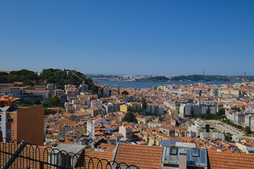 Sticker - Picturesque panoramic daytime view of Lisbon city