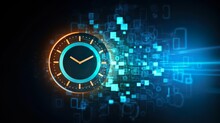 Futuristic Time Clock Hand And Clock Face Digital