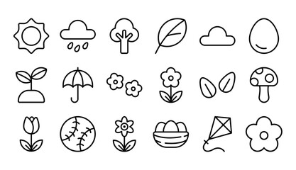 Wall Mural - Spring line icons set. Vector line icons.