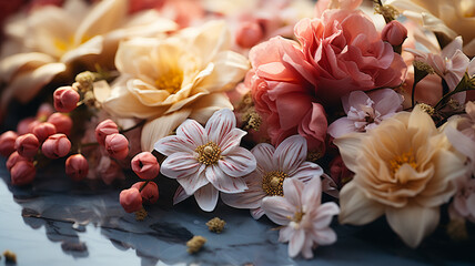 Wall Mural - beautiful spring flowers in vase on dark background