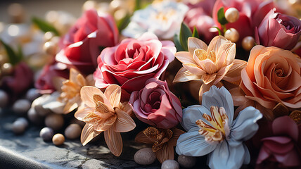 Wall Mural - beautiful spring flowers in vase on dark background