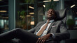 © Studio Nova - Businessman in a suit is relaxing, reclining in his office chair. Created with Generative AI technology.
