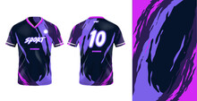 Tshirt Mockup Sport Jersey Template Design For Football Soccer, Racing, Gaming, Sports Jersey Abstract Design Purple Color
