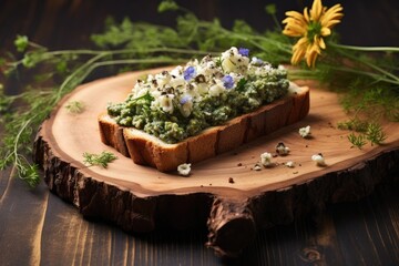 Poster - avocado toast on rustic wooden board