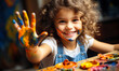 Playful Artistry: Little Girl Embracing Colors and Creativity