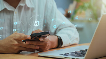 Leinwandbilder - AI Security, Protecting Information in a Connected World. Secure Data Management and Artificial Intelligence Technology, Safeguarding Connections from Cyber Attacks