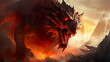 DnD Battlemap towering, fiery, behemoth, scaly, voracious, appetite