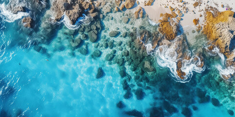 Wall Mural - a vibrant coral reef, clear azure water, vivid, otherworldly, nature's abstract art