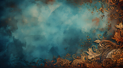 Wall Mural - Grunge background with ethnicity ornaments