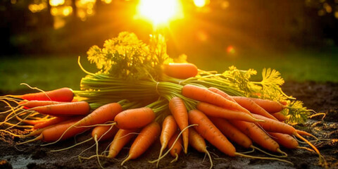 Wall Mural - Close up of Carrots in the Garden - Generative AI