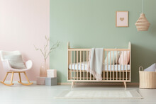 Children's Room Design With An Adorable Baby Bed, Crib.
