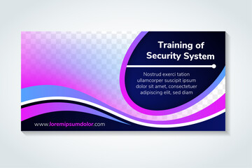 Wall Mural - training of security system design and technology flyer design template use horizontal layout. blue 