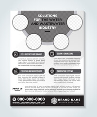 Wall Mural - solutions for the water and wastewater industry flyer. vector layout of a4 cover mockups design temp