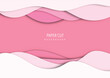 Vector pink paper cut illustration background abstract poster business design.