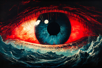 Sticker - Image of eye in the middle of body of water.