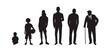 Man at different ages.. Life cycle. Human growth concept vector illustration.