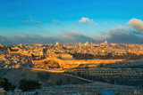 Fototapeta  - Jerusalem panorama with Temple Mount, Al-Aqsa Mosque and Dome of the Rock