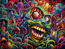 Psychedelic LSD acid trip graffiti