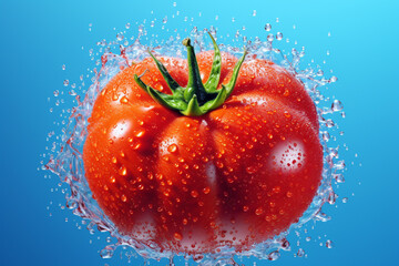 Leinwandbilder - An vibrant photograph of a Tomato splashed in bright paint, symbolizing freshness and health.  Generative AI technology...