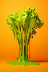 Poster -  An abstract surreal photograph of a Celery splashed in bright paint, symbolizing freshness and health.  Generative AI technology.