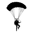 Skydiver flying with parachute silhouette. Vector illustration