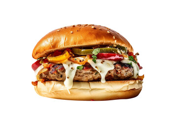 So Yummy  Beef hamburger isolated on transparent background