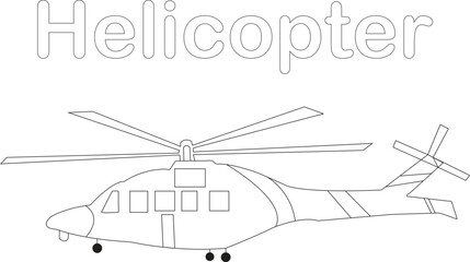 helicopter coloring page helicopter drawing line art vector illustration. cartoon helicopter drawing