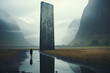 mysterious black monolith in the north, created with generative ai