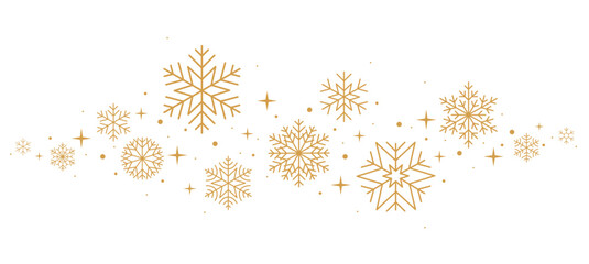 christmas border. gold snowflakes and stars banner