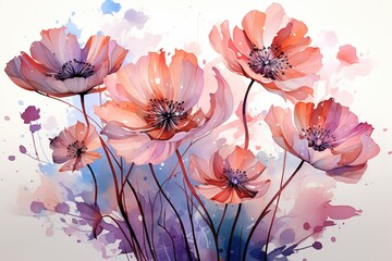 Wall Mural - A design of a flower in watercolor style painting isolated on white.