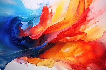 Wall Mural - An abstract painting with bold brushstrokes and vibrant colors.