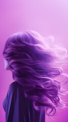 Wall Mural - Hair falling out aesthetic scenery purple background.