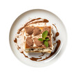 canvas print picture - Plate of Tiramisu Isolated on a Transparent Background