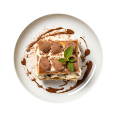 Wall Mural - Plate of Tiramisu Isolated on a Transparent Background