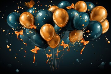 Wall Mural - Decorative celebration background with gold balloons. Generative AI.