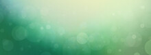 Blurred White Bokeh Lights On Blue Green Background, Abstract Sky With Bubbles Or Circles In Magical Fantasy Design, Beautiful Spring Or Summer Background