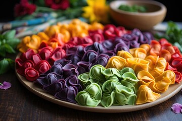 Canvas Print - colorful stuffed pasta like ravioli or tortellini