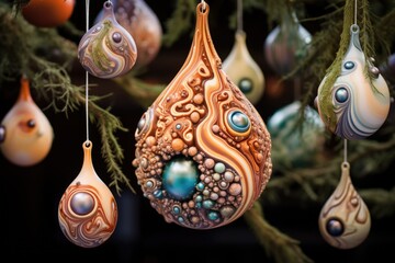 Wall Mural - unique handmade ornaments on a christmas tree