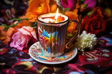 Sticker - hot chocolate in a vintage enamel mug